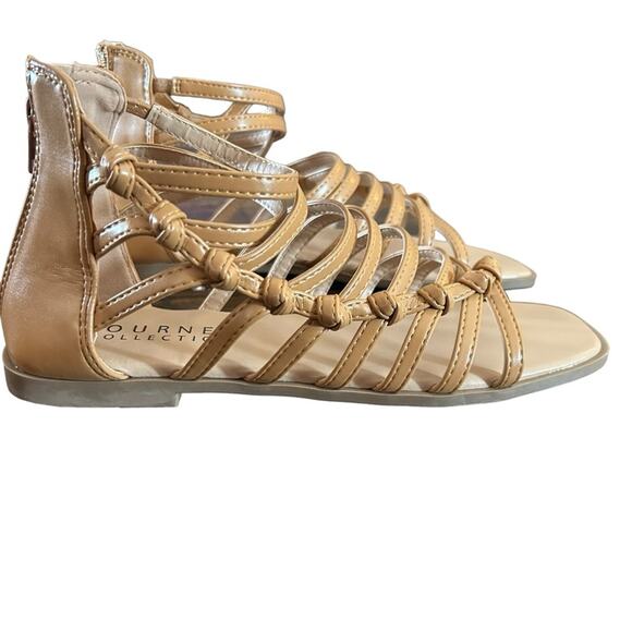 Journee Collection Petrra Gladiator Sandal Strappy Square Toe NEW Size 8 Tan - Picture 6 of 11